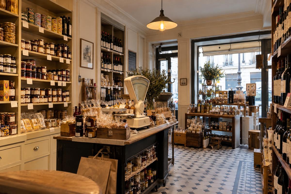Après : sols et murs d'une épicerie fine