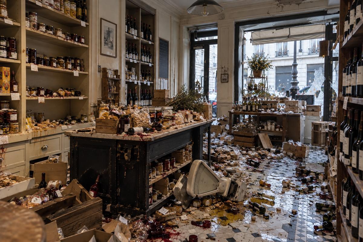 Avant : sols et murs d'une épicerie fine